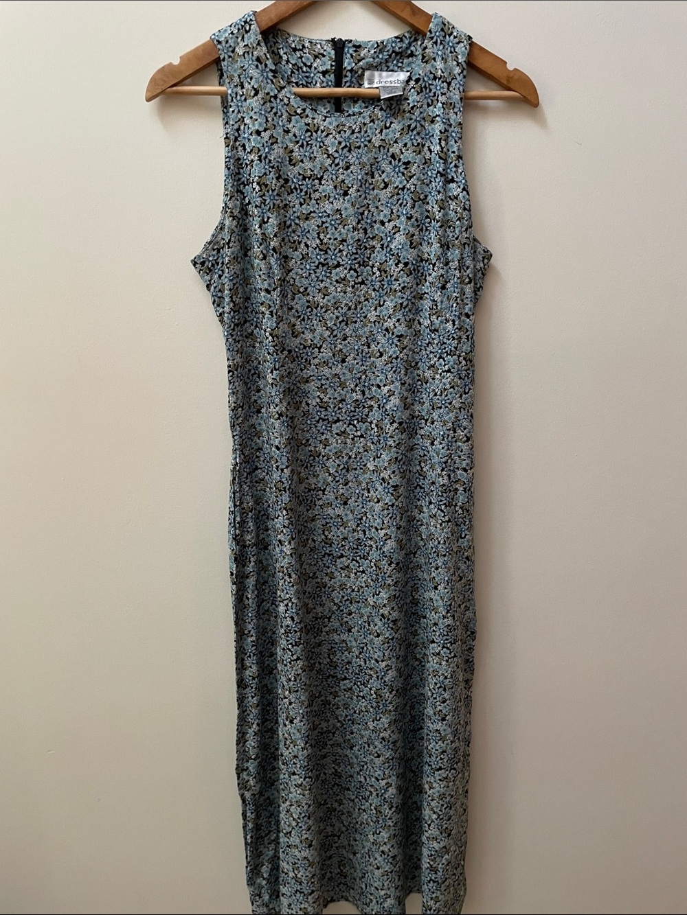 Vintage dressbarn blue Floral Sleeveless summer Maxi Dress 90s lightweight